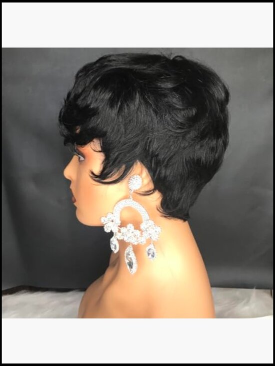Short Pixie Cut Wig Human Hair Natural Wavy Layered Chic Glueless Casual main image 2